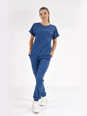 Petrolblau Basic Medizinischer Scrubs Set für Ärzte und Pflege Luxus Lycra-Stoff