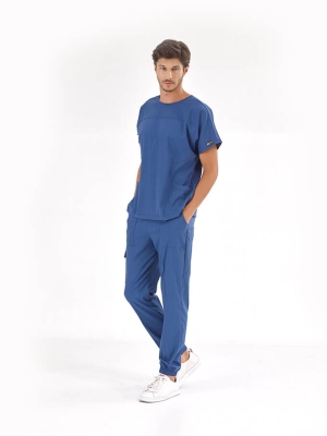 Petrolblau Basic Medizinischer Scrubs Set für Ärzte und Pflege Luxus Lycra-Stoff