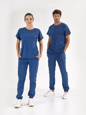Petrolblau Basic Medizinischer Scrubs Set für Ärzte und Pflege Luxus Lycra-Stoff