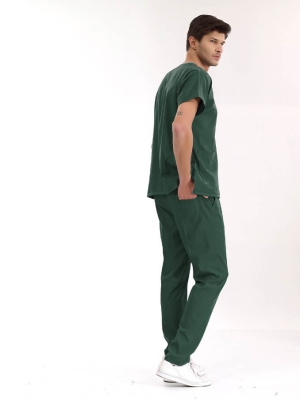 Avcı Yeşili Dr. Greys Doktor Hemşire Medikal Scrubs Takım Lüks Likralı Kumaş