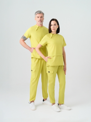 Neon Yeşil Zero Doktor Hemşire Medikal Scrubs Takım Best Likralı Kumaş