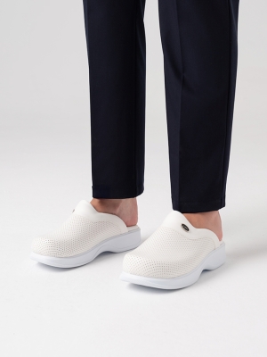 White Women's Doctor Nurse Medical Classic Perforated Clogs