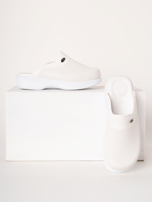 White Women's Doctor Nurse Medical Classic Perforated Clogs