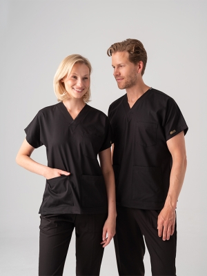 Siyah Dr. Greys Doktor Hemşire Medikal Scrubs Takım Best Likralı Kumaş
