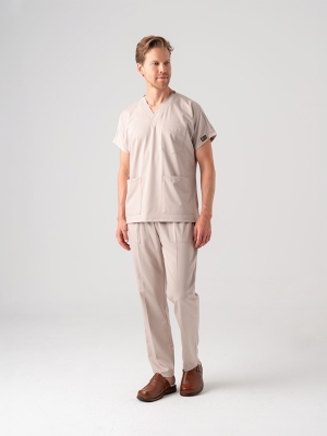 Krem Dr. Greys Doktor Hemşire Medikal Scrubs Takım Best Likralı Kumaş
