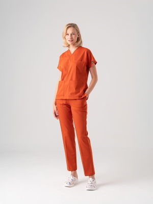 Kiremit Dr. Greys Doktor Hemşire Medikal Scrubs Takım Best Likralı Kumaş