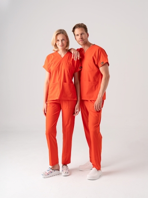 Turunç Dr. Greys Doktor Hemşire Medikal Scrubs Takım Best Likralı Kumaş
