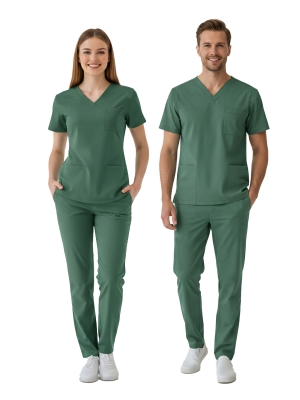 Frosty Spruce Dr. Greys Doktor Hemşire Medikal Scrubs Takım Lüks Likralı Kumaş