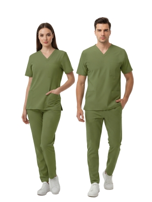 Grasshopper Dr. Greys Doktor Hemşire Medikal Scrubs Takım Lüks Likralı Kumaş