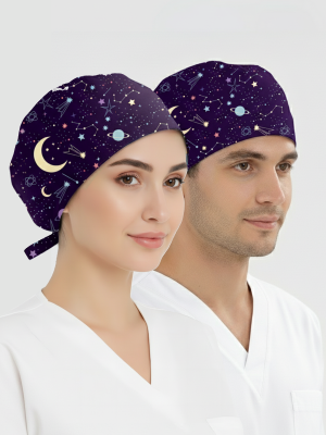 Yıldız Yağmuru Desenli Bone (Cotton Likra Kumaş)
