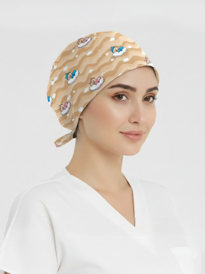 Uykucu Minikler Desenli Bone (Cotton Likra Kumaş)