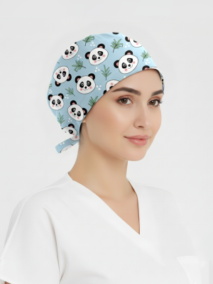 Tatlı Panda Desenli Bone (Cotton Likra Kumaş)