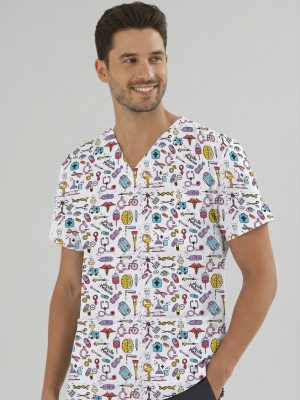 Bilimsel Desenli Tek Üst (Cotton Likra Kumaş)