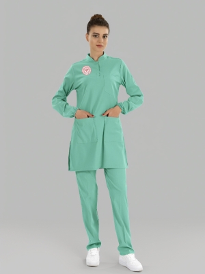 Bermuda – Hijab-konformes Scrubs-Set für den Familiengesundheitsdienst mit Stretch, Gesundheitsministerium-Logo
