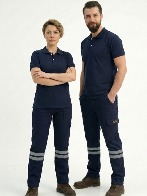Темно-синий поло с коротким рукавом для работы из ткани Lacoste