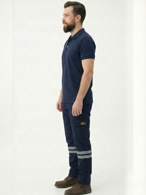 Темно-синий поло с коротким рукавом для работы из ткани Lacoste