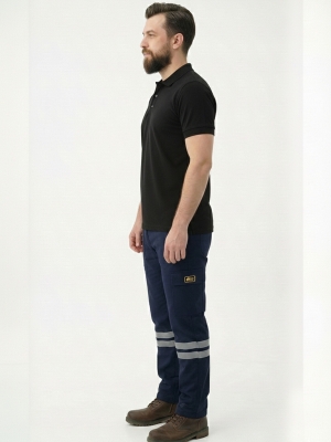 Siyah Polo Yaka Kısa Kol İş Tişörtü Penye Lacoste Kumaş