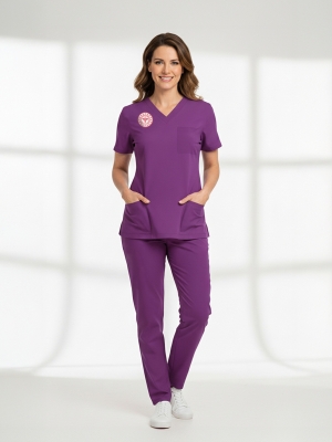 Hebammen Scrubs – Elastisches Set, Offizieller Standard 2025, Byzantium
