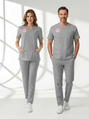 Technische Dienste Scrubs-Set – Stretch, Offizieller Standard 2025, Neutral Gray