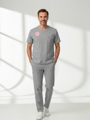 Technische Dienste Scrubs-Set – Stretch, Offizieller Standard 2025, Neutral Gray
