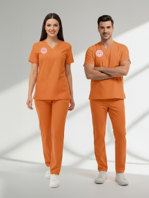 Scrubs-Set für klinisches Unterstützungspersonal – Stretch, Standard 2025, Orange Ochre