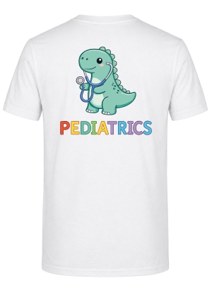 Pediatrics Dino Baskılı Kısa Kol Beyaz Tişört (%100 Pamuk Penye Kumaş)