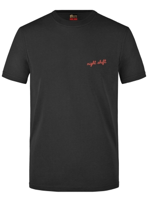 Night Shift Desenli Kısa Kol Tişört (%100 Pamuk Penye Kumaş)