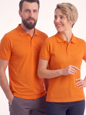 Turuncu Polo Yaka Kısa Kol İş Tişörtü Penye Lacoste Kumaş