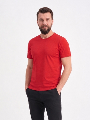 Rotes Kurzarm-T-Shirt aus 100 % Baumwoll-Jersey