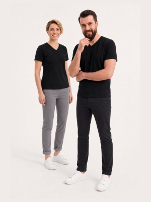 Black 100% Cotton Jersey V-Neck Short Sleeve T-Shirt