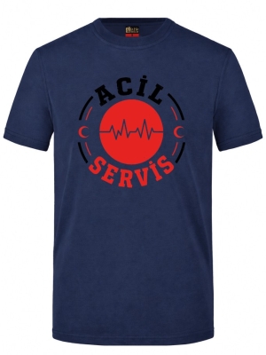 Notaufnahme Gesundheit Bedrucktes Kurzarm T-Shirt in Navyblau (100% Baumwoll-Jersey)