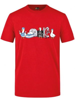 Radiologie-Team Bedrucktes Kurzarm T-Shirt in Rot (100% Baumwoll-Jersey)