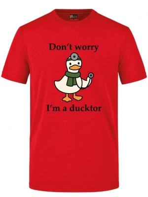 Футболка с коротким рукавом красного цвета с принтом Ducktor (100% хлопковая трикотажная ткань)