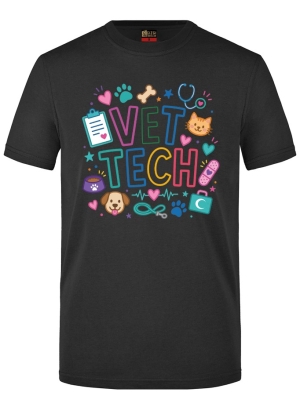 Vet Tech Bedrucktes Kurzarm T-Shirt in Schwarz (100% Baumwoll-Jersey)