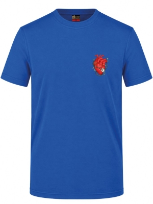 Anatomisches Herz und Stethoskop Bedrucktes Kurzarm T-Shirt in Saxe-Blau (100% Baumwoll-Jersey)