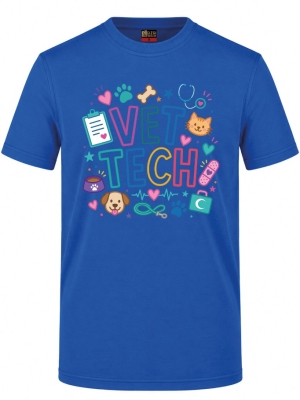 Vet Tech Bedrucktes Kurzarm T-Shirt in Saxe-Blau (100% Baumwoll-Jersey)
