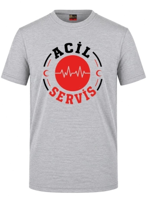 Notaufnahme Gesundheit Bedrucktes Kurzarm T-Shirt in Grau meliert (100% Baumwoll-Jersey)