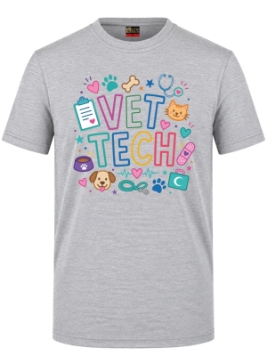 Vet Tech Bedrucktes Kurzarm T-Shirt in Grau meliert (100% Baumwoll-Jersey)