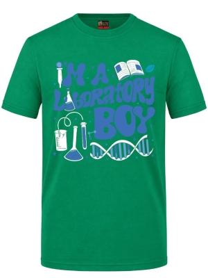 Laboratory Boy Baskılı Kısa Kol Brezilya Yeşili Tişört (%100 Pamuk Penye Kumaş)