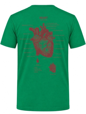 Anatomisches Herz Bedrucktes Kurzarm T-Shirt in Brasilgrün (100% Baumwoll-Jersey)