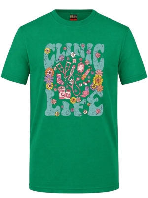 Clinic Life Printed Short Sleeve Brazil Green T-Shirt (100% Cotton Jersey Fabric)