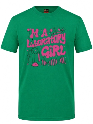 Laboratory Girl Baskılı Kısa Kol Brezilya Yeşili Tişört (%100 Pamuk Penye Kumaş)