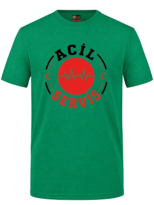Notaufnahme Gesundheit Bedrucktes Kurzarm T-Shirt in Brasilgrün (100% Baumwoll-Jersey)