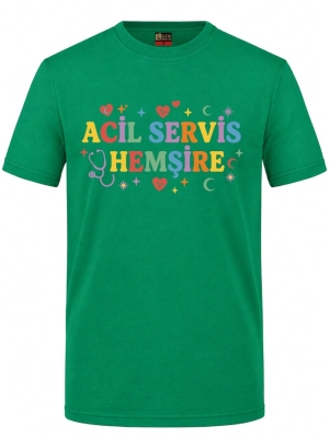 Notaufnahme-Krankenschwester Bedrucktes Kurzarm T-Shirt in Brasilgrün (100% Baumwoll-Jersey)