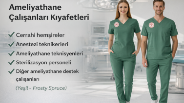 Grünes OP-Kittel-Set aus Lycra, Farbabstimmung des Gesundheitsministeriums – Frosty Spruce