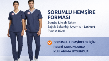 Marineblaues OP-Set für Krankenschwestern, Lycra, entspricht den Richtlinien des Gesundheitsministeriums – Patriot Blue