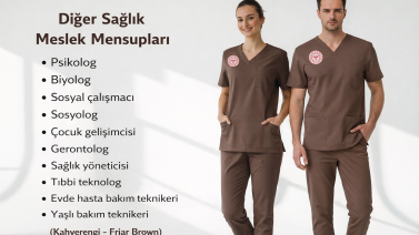 Braunes (Friar Brown) Scrubs-Set für andere Gesundheitsfachberufe – Lycra-Set