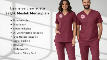 Bordeaux – Scrubs-Set für Gesundheitsfachkräfte mit Bachelor- und Postgraduiertenabschluss, Lycra-Stretch, farblich abgestimmt auf die Standards des Gesundheitsministeriums – Biking Red