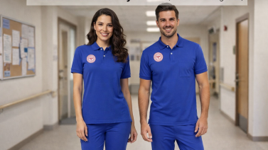 Blaue Reinigungspersonal-Uniform Scrubs Lycra-Set – Farbkonform gemäß Gesundheitsministerium – Dazzling Blue