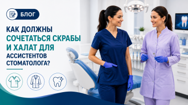 Как правильно сочетать медицинские скрабы и халат для ассистентов стоматолога?